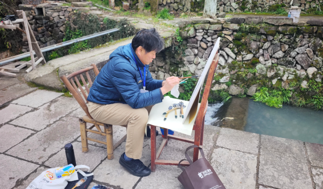 丹青妙笔画“双溪” 全国水彩画名家写生采风活动在磐安举行